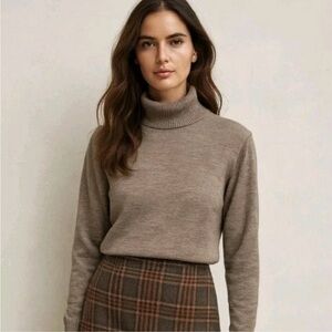 Pendleton 100% Merino Wool Turtleneck Sweater Tan Beige Women's Sz L VTG